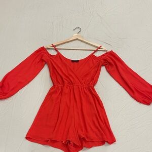 Been Red Off-Shoulder Long Sleeve Romper